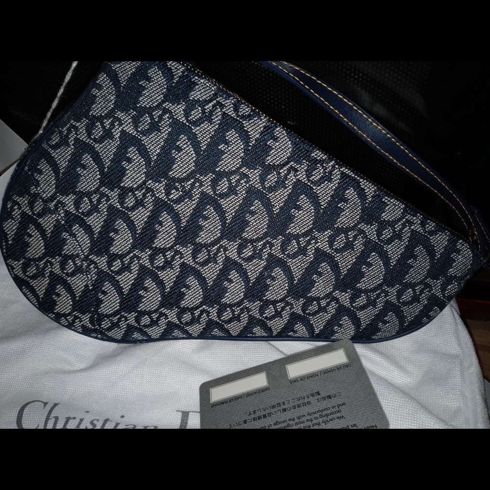 Dior antique logo jean saddle bag